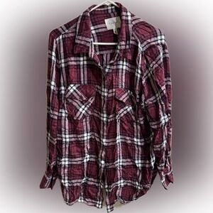 Jessica Simpson Red and Black Plaid Shirt
